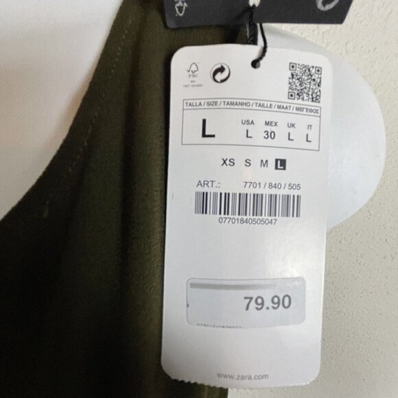 NWT‎ Zara Sleeveless Cropped Jumpsuit Racerback Pockets Green Back Zip Size L - Picture 8 of 12